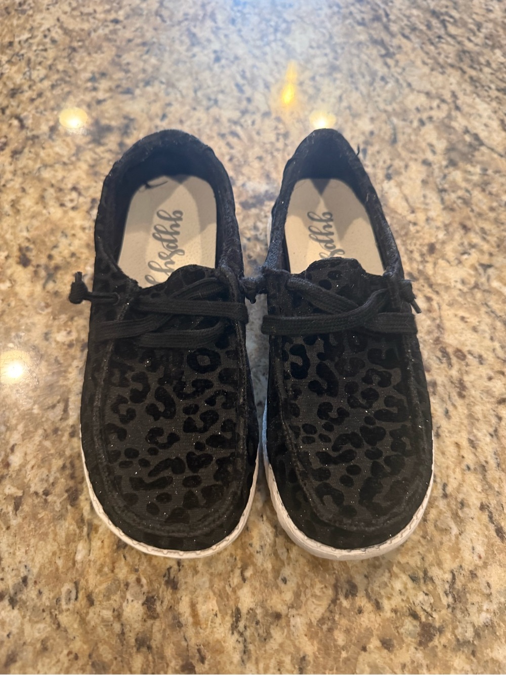 Gypsy Jazz Black Velvet Leopard-Print Kids Sneakers